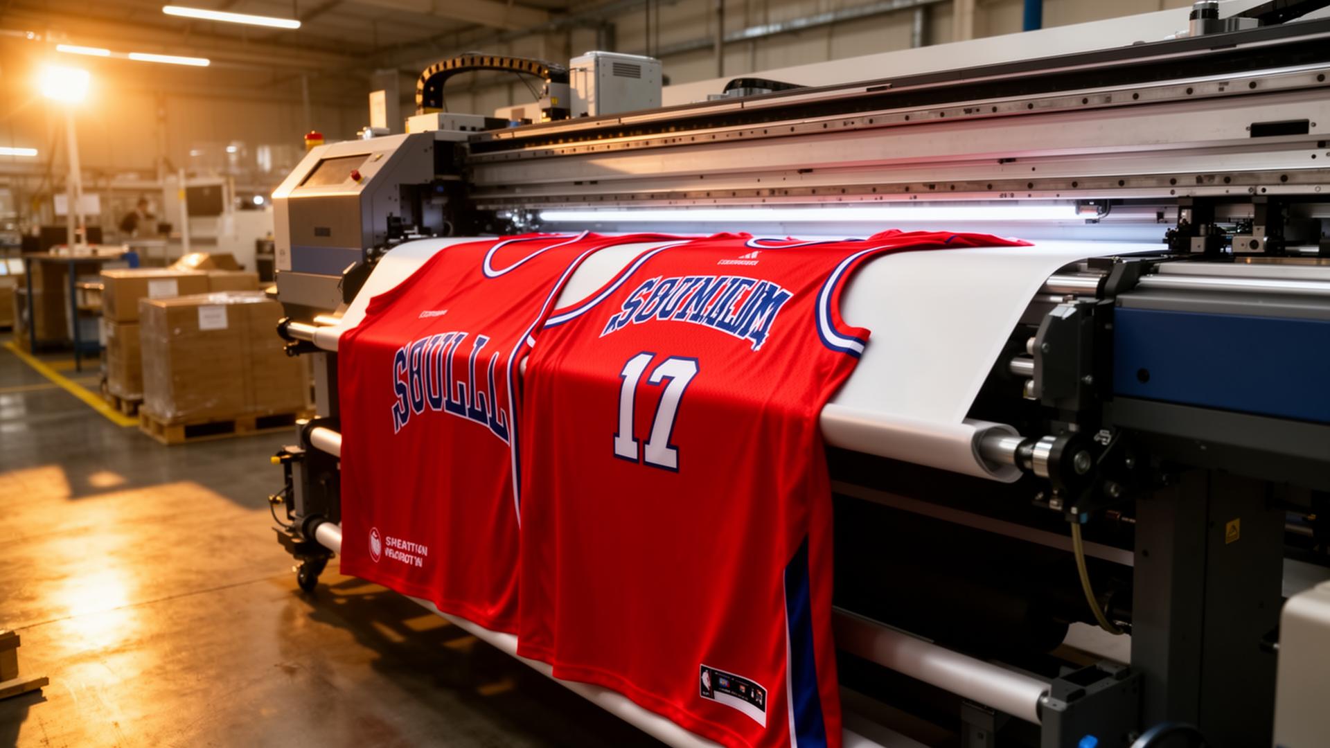 Sublimation printer producing custom basketball jerseys