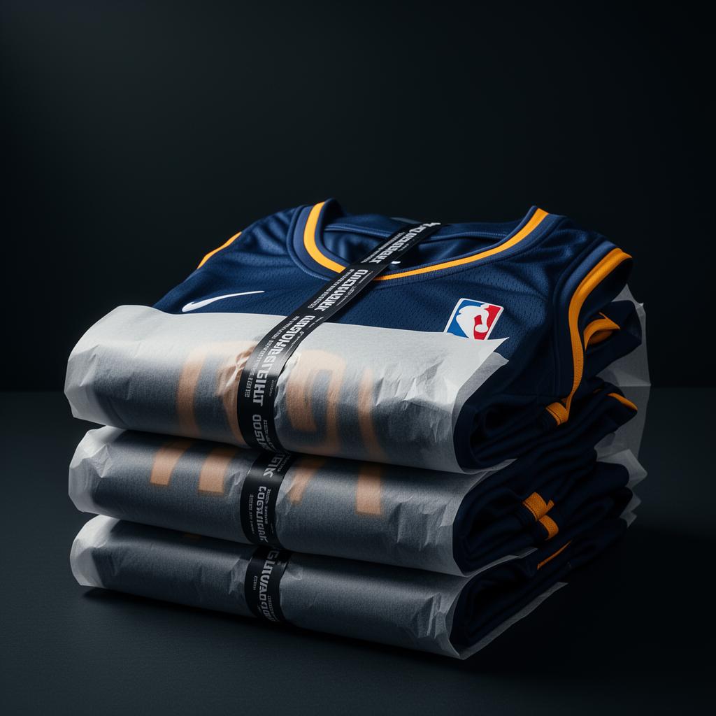 Folded custom uniforms in branded packaging